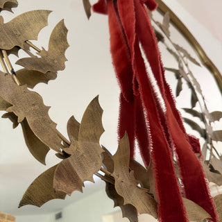 Antique Gold Metal Bat Wreath - Joy By