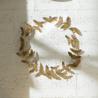Antique Gold Metal Bat Wreath - Joy By