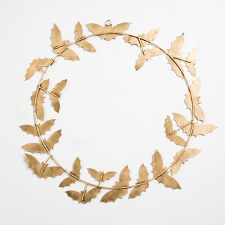 Antique Gold Metal Bat Wreath - Joy By