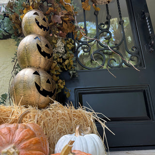 Antique Gold Metal Pumpkin Tabletop - Joy By