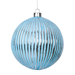 Baby Blue Porcelain Ribbed Ball Ornament - Joy By