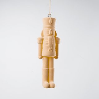 Beige Flocked Nutcracker Ornament 12-Inch - Joy By