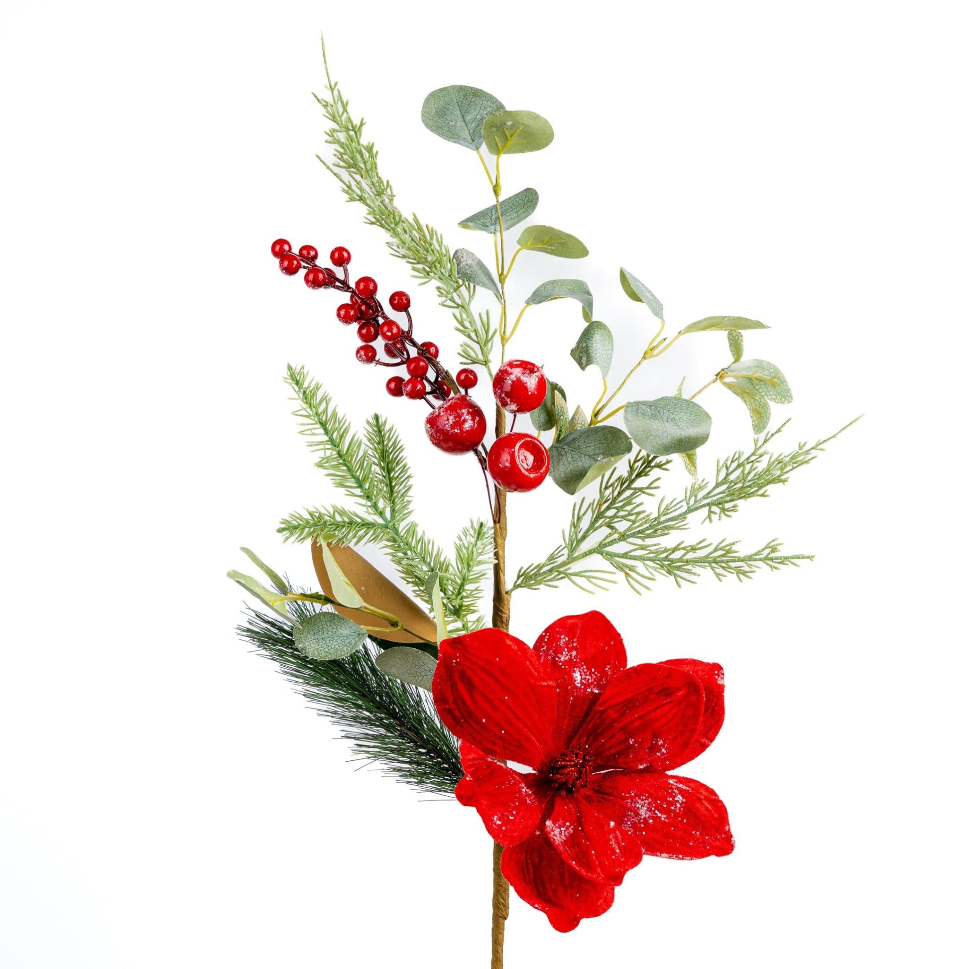 Berries with Red Magnolia Pick - Joy By