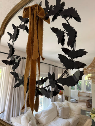 Black Metal Bat Wreath - Joy By