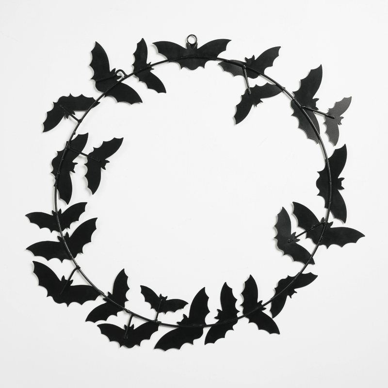 Black Metal Bat Wreath - Joy By