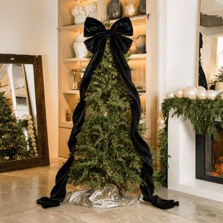 Black Velvet Large Bow Topper with extra long tales - Joy By