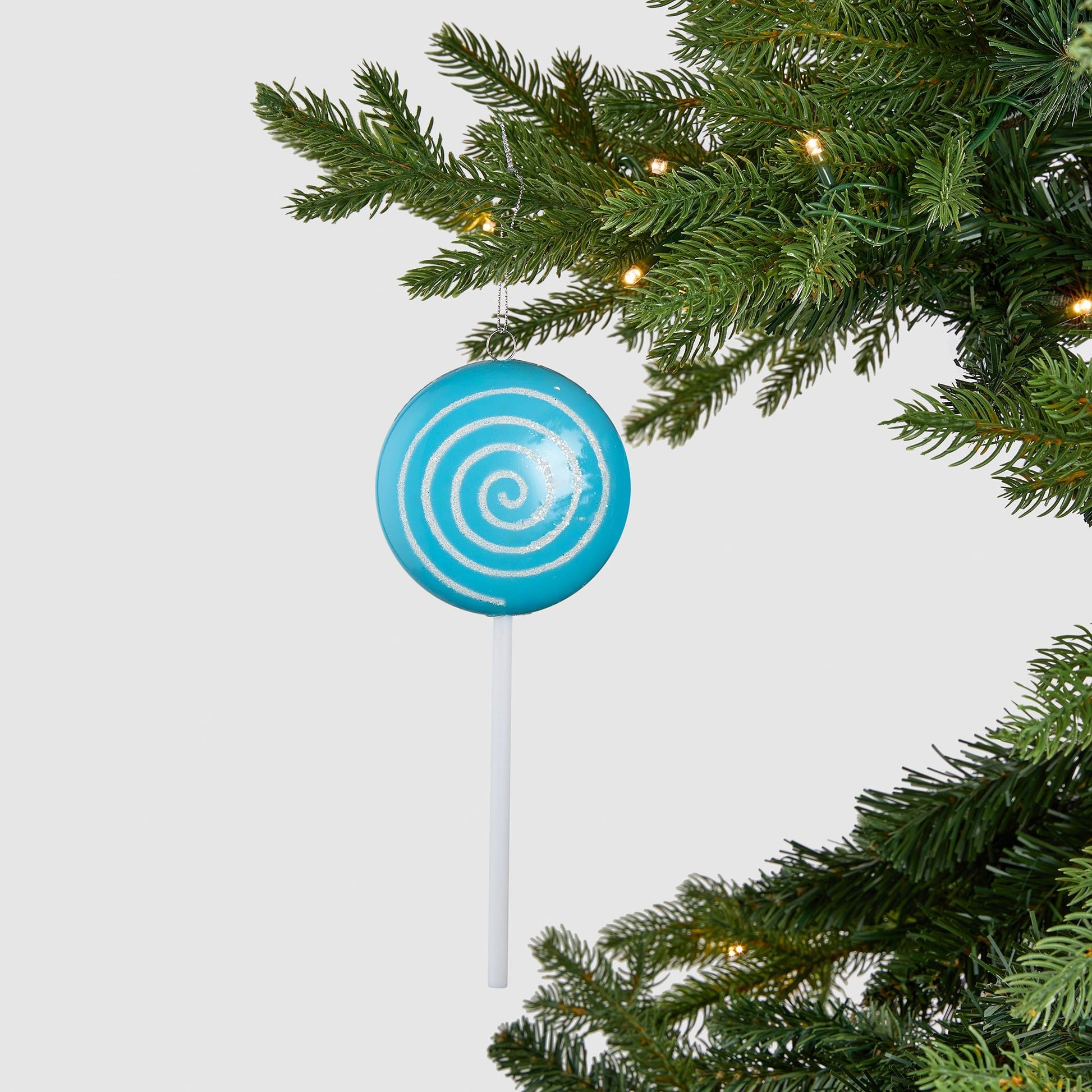 Blue Glitter Dusted Lollipop Ornament - Joy By