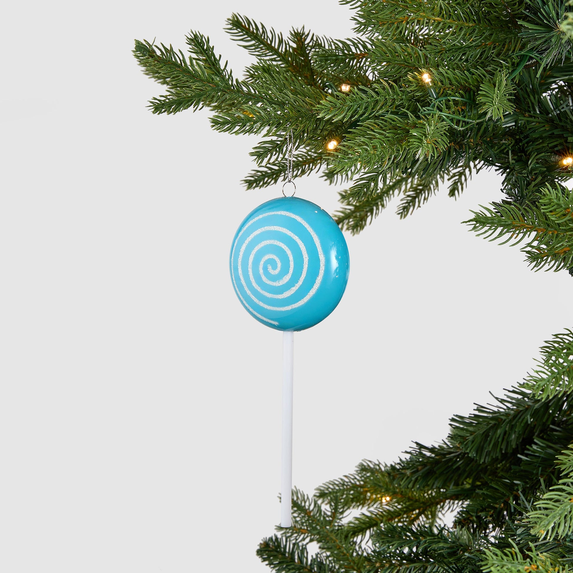 Blue Glitter Dusted Lollipop Ornament - Joy By