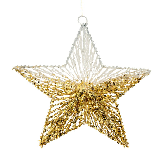Bright Gold & White Star Ornament - Joy By