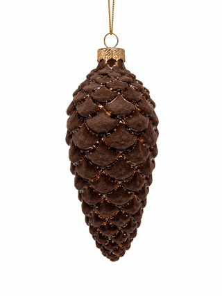 Brown Glass Pinecone Ornament 6" - Joy By