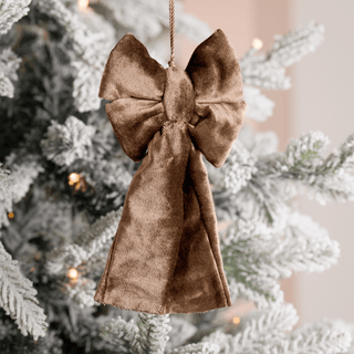 Brown Velvet Bow Ornament - Joy By