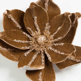 Brown Velvet Flower Pick with Champagne Detail - Joy By