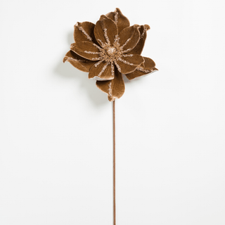 Brown Velvet Flower Pick with Champagne Detail - Joy By