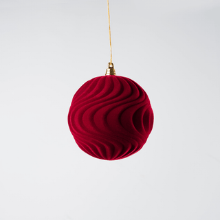Burgundy Flocked Ball Ornament - Joy By