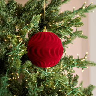 Burgundy Flocked Ball Ornament - Joy By