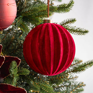 Burgundy Flocked Ball Ornament - Joy By