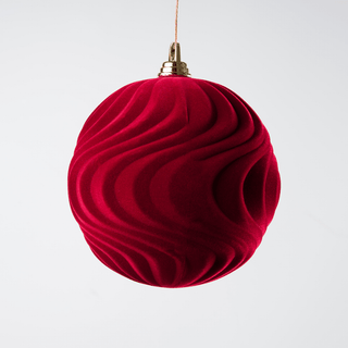 Burgundy Flocked Ball Ornament - Joy By