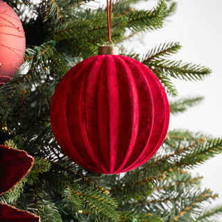 Burgundy Flocked Ball Ornament - Joy By