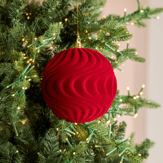 Burgundy Flocked Ball Ornament - Joy By
