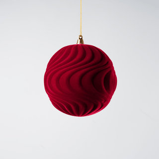 Burgundy Flocked Ball Ornament - Joy By