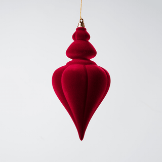 Burgundy Flocked Finial Ornament 10" - Joy By