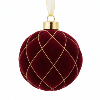 Burgundy Flocked Glass Ornament 4" - Joy By