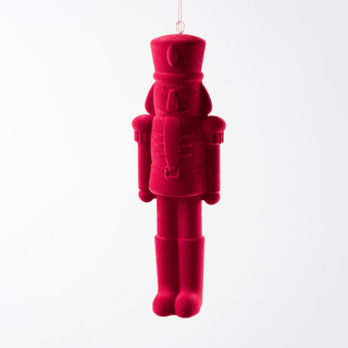 Burgundy Flocked Nutcracker Ornament 12-Inch - Joy By