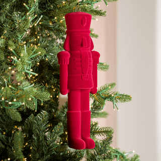 Burgundy Flocked Nutcracker Ornament 12-Inch - Joy By