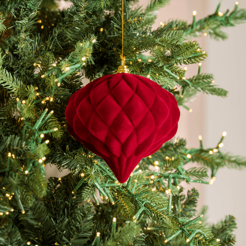 Burgundy Flocked Onion Ball Ornament 6" - Joy By