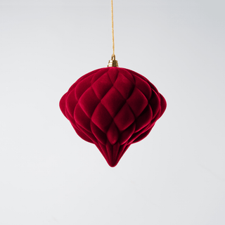 Burgundy Flocked Onion Ball Ornament 6" - Joy By