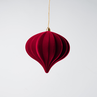 Burgundy Flocked Onion Ornament 6" - Joy By