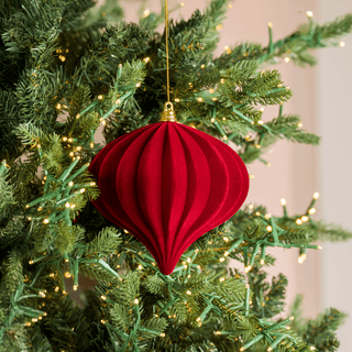 Burgundy Flocked Onion Ornament 6" - Joy By