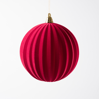 Burgundy Flocked Round Ornament - Joy By