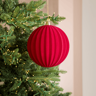 Burgundy Flocked Round Ornament - Joy By