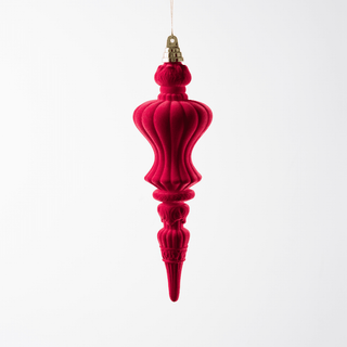 Burgundy Flocked Wire Finial Ornament 12" - Joy By