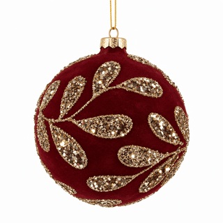 Burgundy Paisley 4" Flocked Ball - Joy By