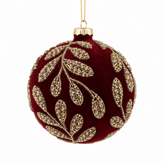 Burgundy Paisley 4" Flocked Ball - Joy By