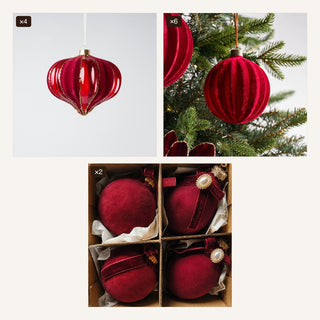 Burgundy Tree Ornament Bundle - Joy By