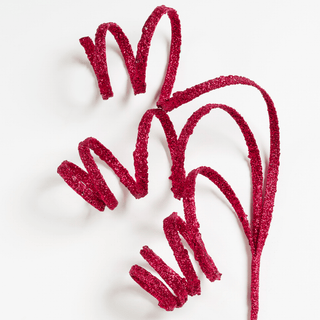 Burgundy Twirl Ribbon Festive Pick - Joy By