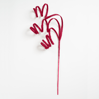 Burgundy Twirl Ribbon Festive Pick - Joy By