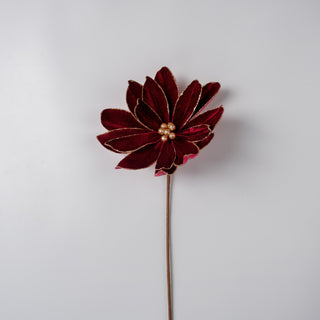Burgundy Velvet Blooming Magnolia Pick - Joy By