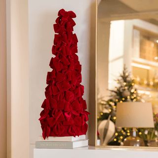 Burgundy Velvet Bow Christmas Tree - Joy By