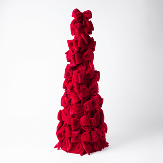 Burgundy Velvet Bow Christmas Tree - Joy By
