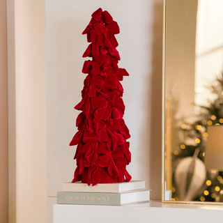 Burgundy Velvet Bow Christmas Tree - Joy By