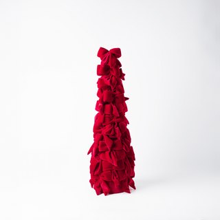 Burgundy Velvet Bow Christmas Tree - Joy By