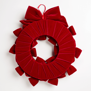 Burgundy Velvet Bow Wreath 18" - Joy By