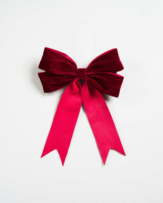 Burgundy Velvet Clip-On Bow Ornament - Joy By