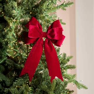 Burgundy Velvet Clip-On Bow Ornament - Joy By