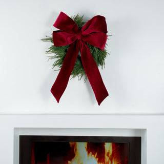 Burgundy Velvet Festive Bow Topper - Joy By
