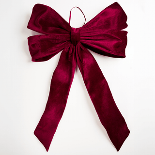 Burgundy Velvet Festive Bow Topper - Joy By